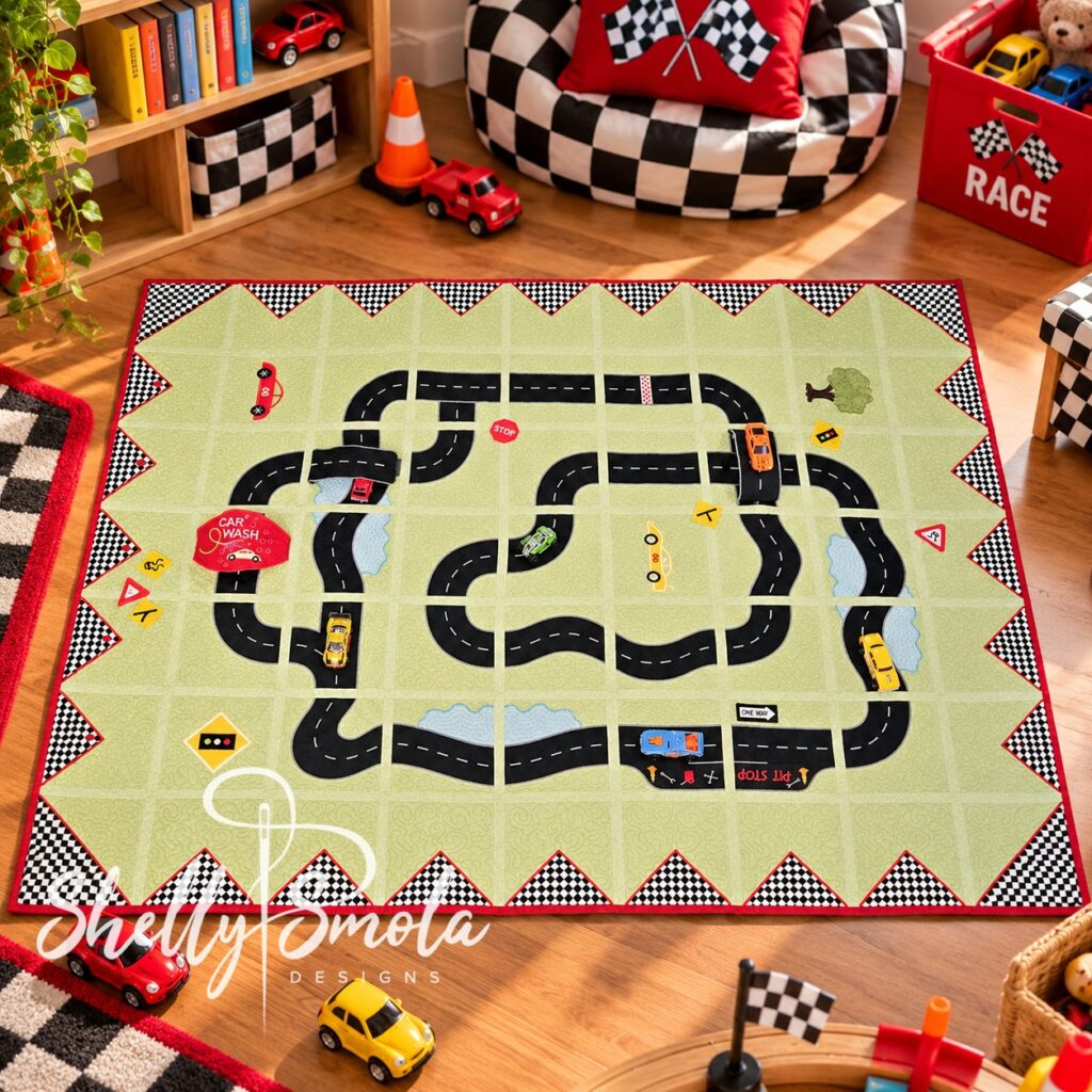 At the Track Racetrack Quilt by Shelly Smola Designs