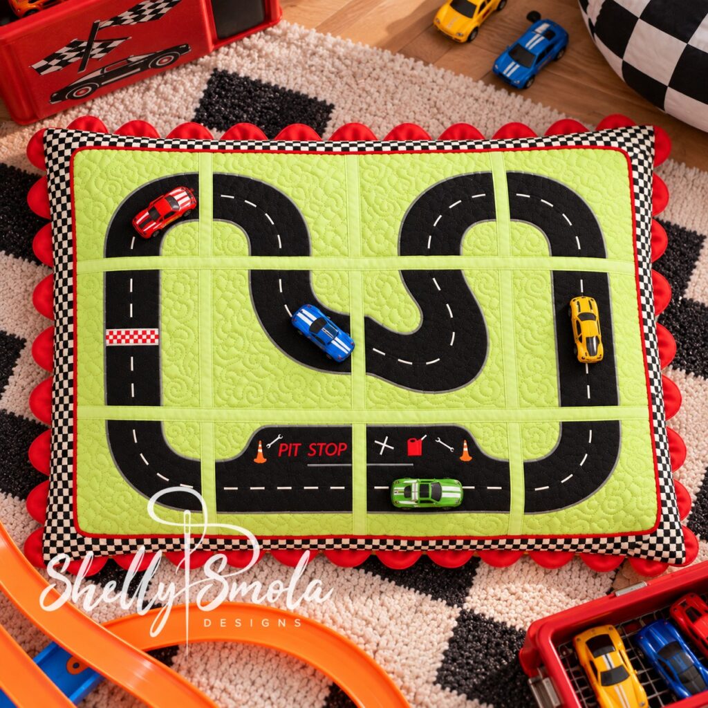 At the Track Racetrack Quilt by Shelly Smola Designs