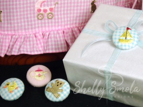 Babes and Toys Button Covers by Shelly Smola