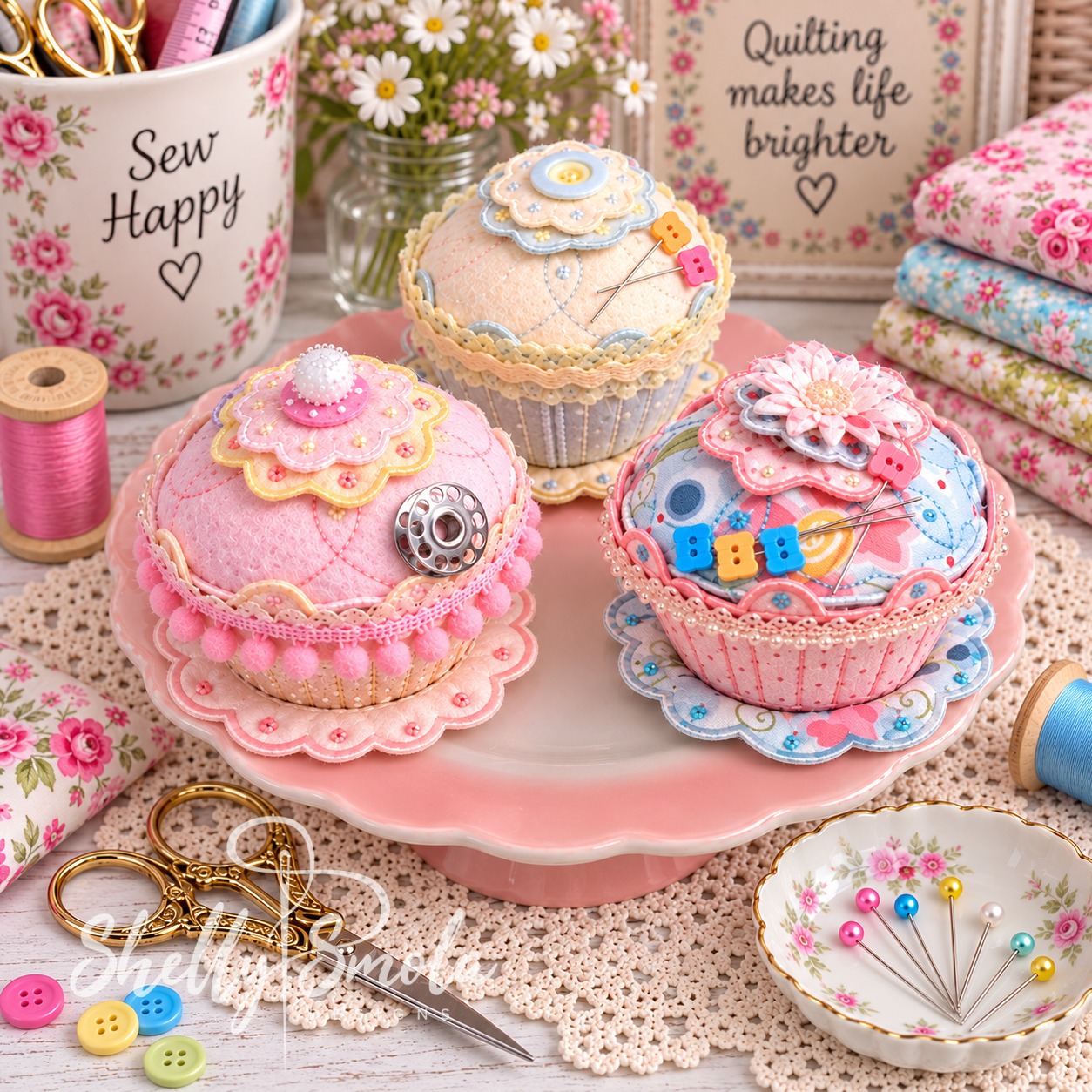 Sew Sweet Magnetic Cupcake Pincushions by Shelly Smola Designs