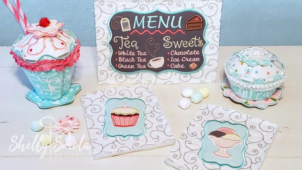 Embroidered Tea Time Quilt Sundae Cupcake and Menu