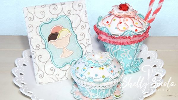 Embroidered Tea Time Quilt Sundae and Cupcake