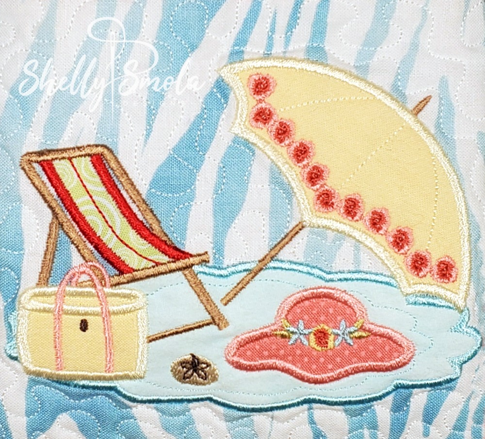Beach Scene Embroidery Umbrella