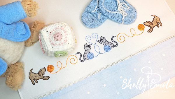 Playful Threads Tea Towel by Shelly Smola