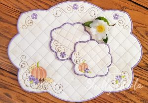 Pumpkin Placemat and Coasters by Shelly Smola