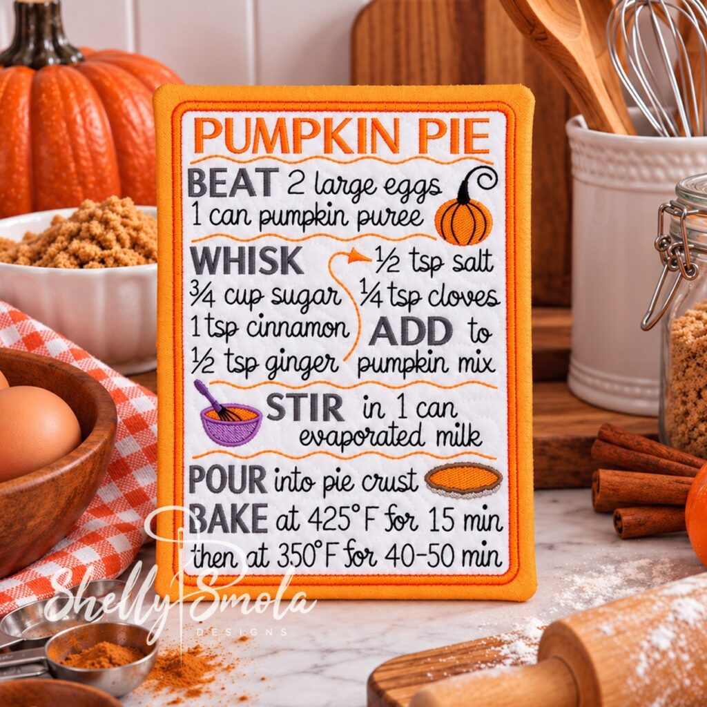Pumpkin Pie Recipe Card by Shelly Smola Designs