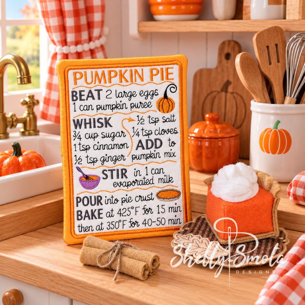 Pumpkin Pie Recipe Card by Shelly Smola Designs